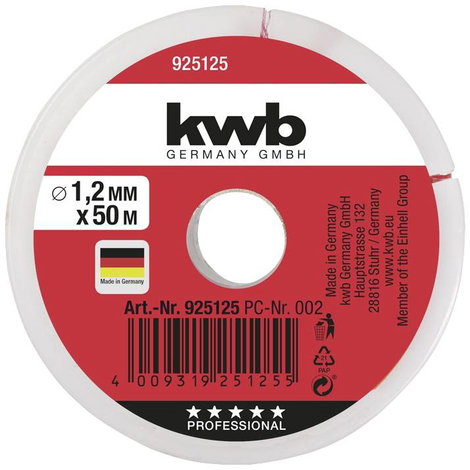 kwb 925125 Kőműves zsinór 1,2 mm Piros 50 m 2. kép