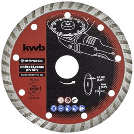 kwb 797540 Gyémánt bevonatú vágótárcsa Ø 125 mm Furat átmérő 22 mm Márvány, Kerámia, Csempe 1 db