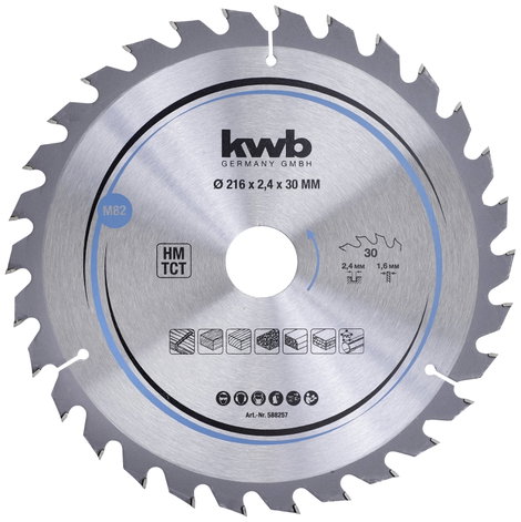 kwb 588257 Keményfém körfűrészlap 216 x 30 mm 1 db