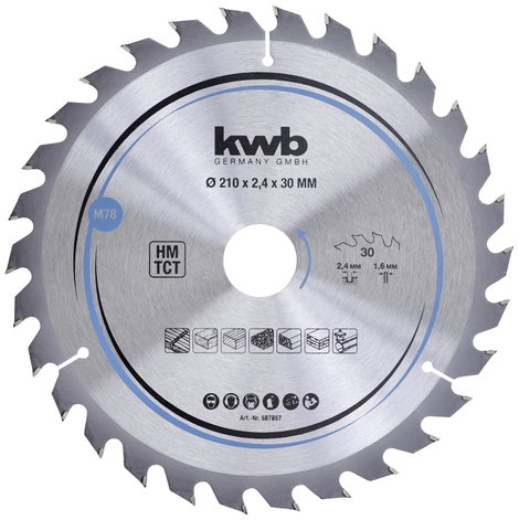 kwb 587857 Keményfém körfűrészlap 210 x 30 mm 1 db