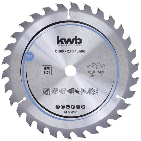 kwb 587157 Keményfém körfűrészlap 200 x 16 mm 1 db