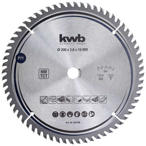 kwb 587168 Keményfém körfűrészlap 200 x 16 mm 1 db