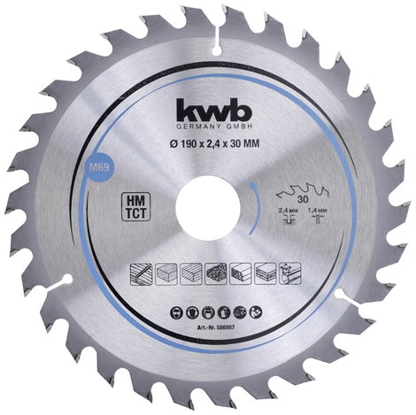 kwb 586957 Keményfém körfűrészlap 190 x 30 mm 1 db