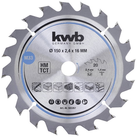 kwb 583357 Keményfém körfűrészlap 150 x 16 mm 1 db