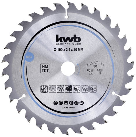 kwb 586757 Keményfém körfűrészlap 190 x 20 mm 1 db