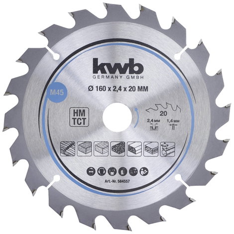 kwb 584557 Keményfém körfűrészlap 160 x 20 mm 1 db
