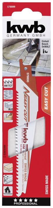 kwb 578800 Szablyafűrészlap Easy-Cut szárral, minden építőanyaghoz használható Fűrészlap hossz 150 m 2. kép