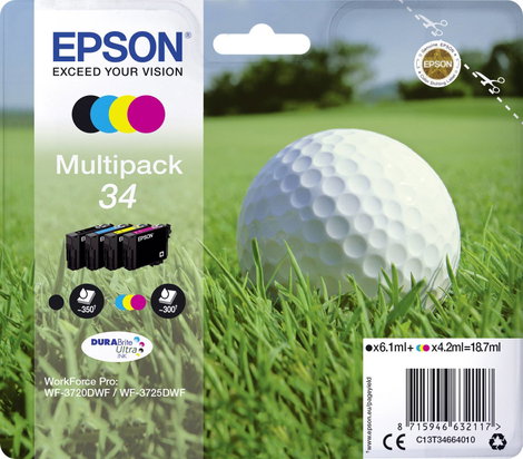 Epson Tinta kombicsomag T3466, 34 Eredeti Fekete, Cián, Bíbor, Sárga C13T34664010