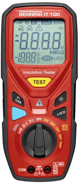 Benning IT 100 Szigetelésmérő műszer 50 V, 100 V, 250 V, 500 V, 1000 V 20 GΩ