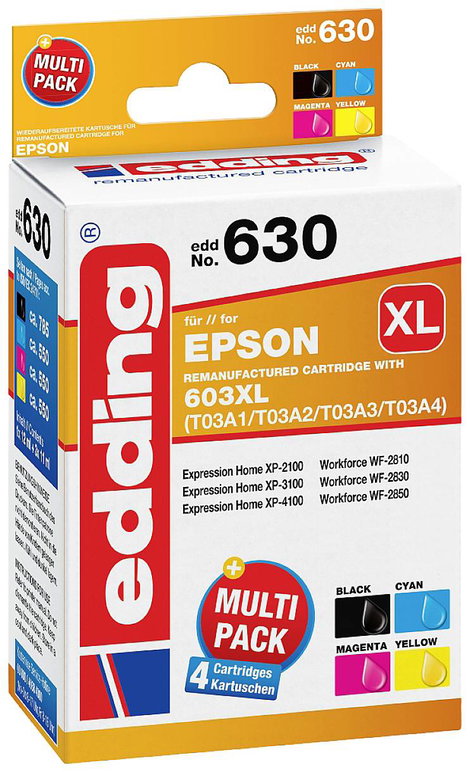 Edding Tinta helyettesíti Epson 603XL, T03A6, T03A1, T03A2, T03A3, T03A4 Kompatibilis Kombinált csom