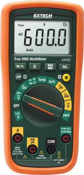 Extech EX355 Kézi multiméter digitális CAT III 600 V Kijelző (digitek): 6000