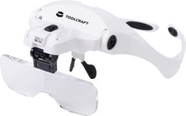 TOOLCRAFT 2469761 Nagyítós szemüveg LED-es világítással Nagyítási tényező: 3.5 x, 2.5 x, 2.0 x, 1.5 