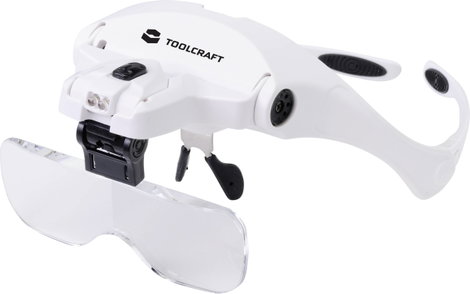 TOOLCRAFT 2469761 Nagyítós szemüveg LED-es világítással Nagyítási tényező: 3.5 x, 2.5 x, 2.0 x, 1.5