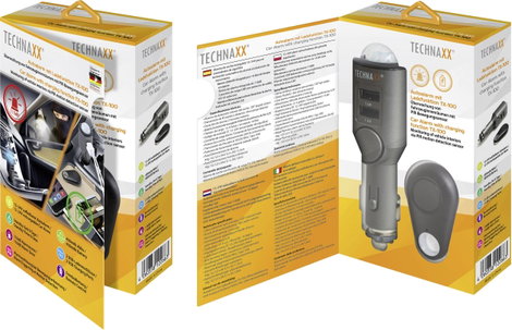 Technaxx TX-100 Autós riasztóberendezés Távirányító, Beltér felügyelet 12 V, 24 V Fekete 6. kép