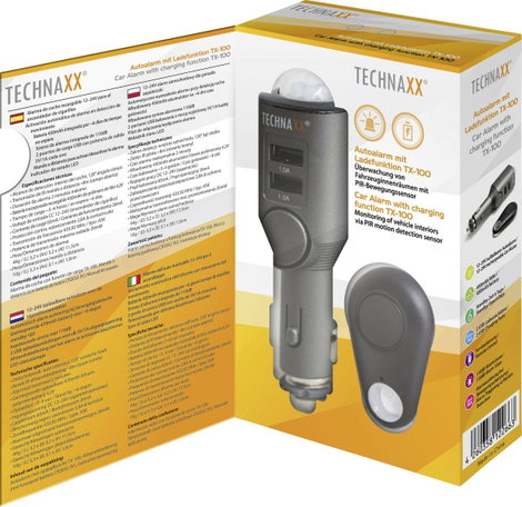 Technaxx TX-100 Autós riasztóberendezés Távirányító, Beltér felügyelet 12 V, 24 V Fekete 8. kép