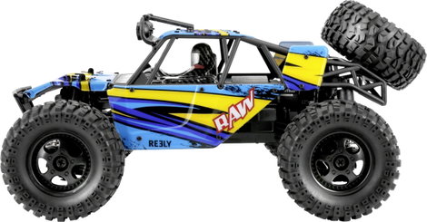 Reely RAW Narancs Brushed 1:14 RC modellautó Elektro Monstertruck 4WD RtR 2,4 GHz Akkuval és töltőké 4. kép