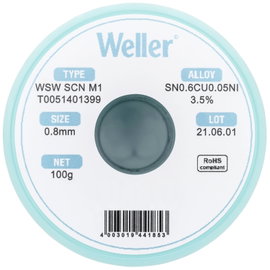 Weller WSW SCN M1 LÖTDRAHT 0,8MM 100g Forrasztóón Sn0,7Cu 100 g 0.8 mm