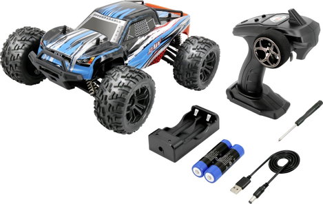 Reely RAW Kék Brushed 1:14 RC modellautó Elektro Monstertruck 4WD RtR 2,4 GHz Akkuval és töltőkészül 7. kép