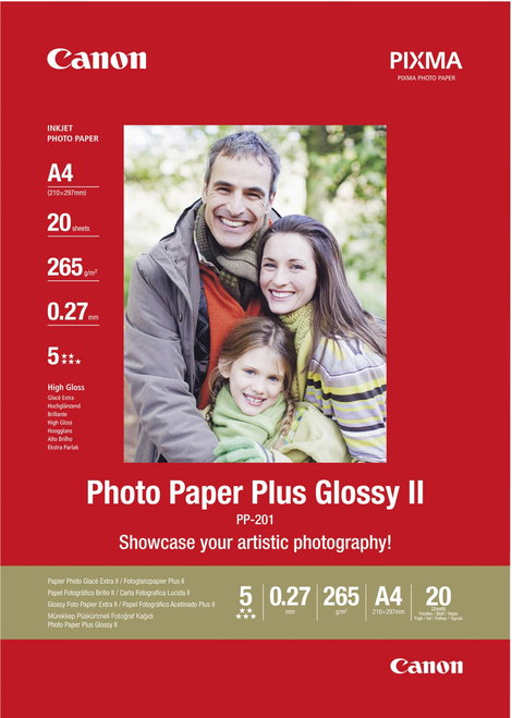 Fénykép papír Canon Photo Paper Plus Glossy II PP-201 2311B019 DIN A4 265 g/m² 20 lap Fényes
