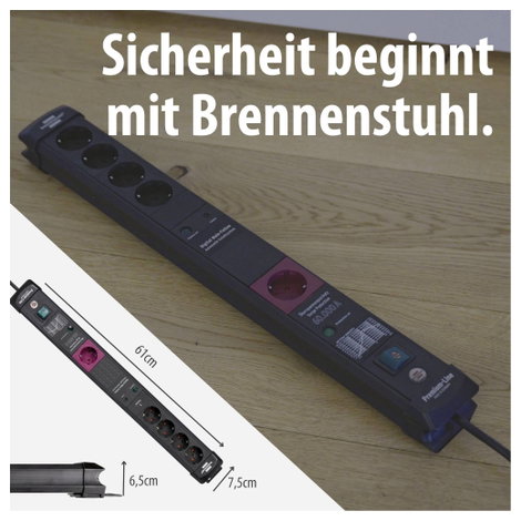 Brennenstuhl 1951150500 Túlfeszültség ellen védő elosztó Fekete Védőérintkezős 1 db 8. kép