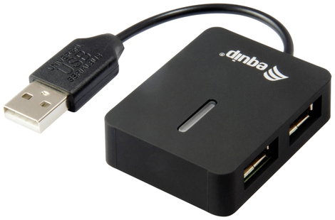 Equip 128952 2 port USB 2.0 hub Fekete