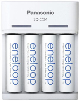 Panasonic BQ-CC61 + eneloop AA Hengeres akku töltő NiMH Mikro (AAA), Ceruza (AA)