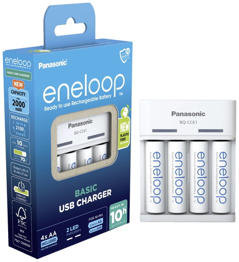 Panasonic BQ-CC61 + eneloop AA Hengeres akku töltő NiMH Mikro (AAA), Ceruza (AA) 3. kép