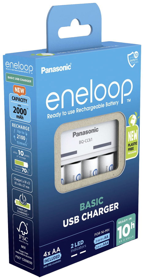 Panasonic BQ-CC61 + eneloop AA Hengeres akku töltő NiMH Mikro (AAA), Ceruza (AA) 4. kép