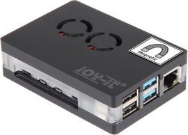 Joy-it RB-CaseP4+03 SBC ház Alkalmas: Raspberry Pi Aktív hűtővel, Mágneszárral Átlátszó