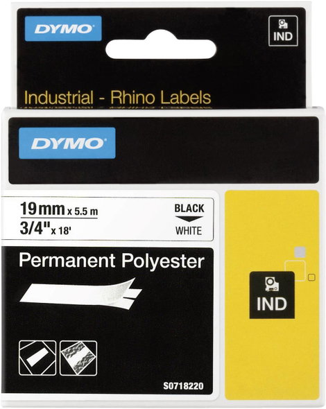 DYMO 18765 Feliratozó szalag Poliészter Szalagszín: Fehér Szövegszín: Fekete 19 mm 5.5 m 2. kép