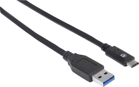 Manhattan USB kábel USB 3.2 Gen1 (USB 3.0 / USB 3.1 Gen1) USB-A dugó, USB-C® dugó 1.00 m Fekete UL m