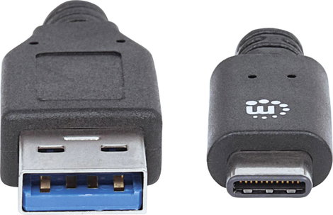 Manhattan USB kábel USB 3.2 Gen1 (USB 3.0 / USB 3.1 Gen1) USB-A dugó, USB-C® dugó 1.00 m Fekete UL m 2. kép