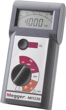 Szigetelésmérő műszer Megger MIT230 250 V, 500 V, 1000 V 1000 MΩ Kalibrált Gyári standard (tanusítvá