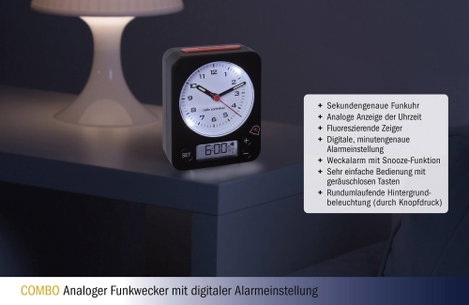 TFA Dostmann 60.1511.01 Rádiójel vezérlésű Ébresztőóra Fekete Fluoreszkáló Mutató 4. kép