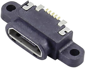 Micro USB B alvázaljzat Alj, beépíthető, vízszintes Micro USB B panel aljzat, vízálló 207G-BD00 Atte