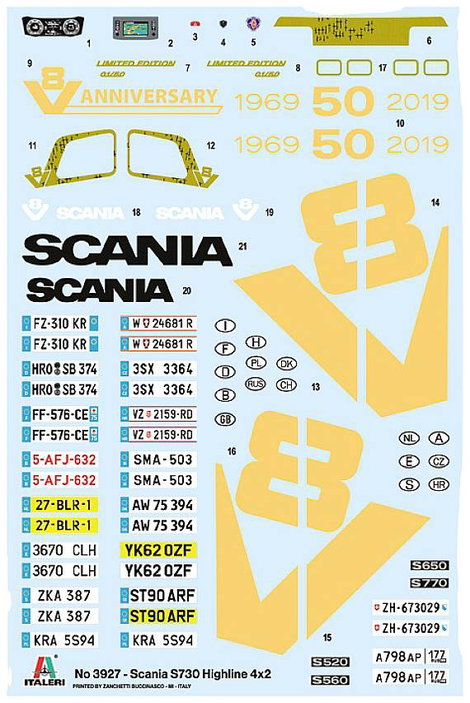 Italeri 3927 Scania S730 Highline 4x2 Kamionmodell építőkészlet 1:24 9. kép