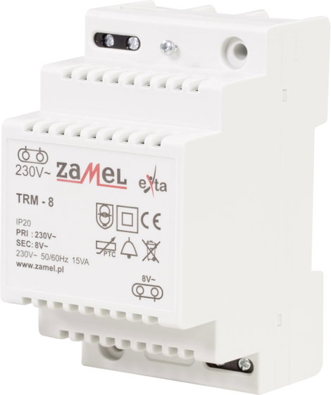 Zamel TRM-8 Csengő transzformátor 8 V/AC 1.88 A