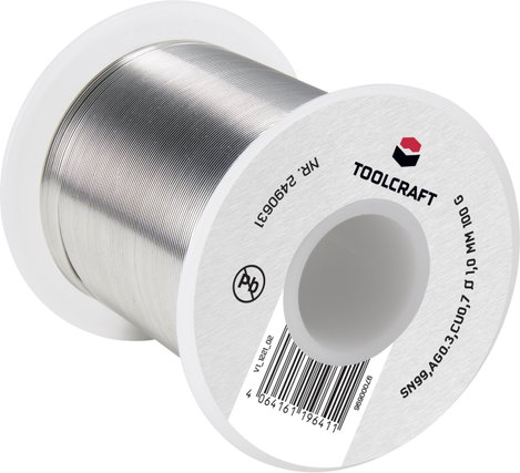 TOOLCRAFT Forrasztóón, ólommentes Tekercs SN99AG03C ROL1 100 g 1 mm 2. kép