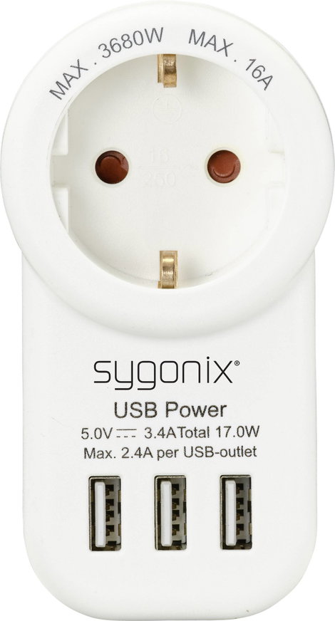 Sygonix SY-4755856 Köztes dugalj USB-vel Fehér 2. kép
