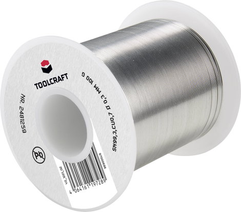 TOOLCRAFT Forrasztóón, ólommentes Tekercs Sn99,3Cu0,7 ROL1 100 g 0.3 mm