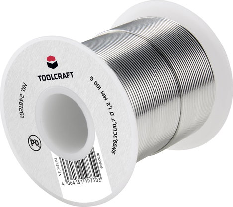 TOOLCRAFT Forrasztóón, ólommentes Tekercs Sn99,3Cu0,7 ROL1 100 g 1.2 mm