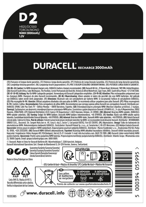 Duracell PreCharged Góliátakku NiMH 3000 mAh 1.2 V 2 db 2. kép