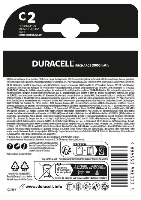Babyakku Duracell PreCharged NiMH 1.2 V 3000 mAh 2 db 2. kép