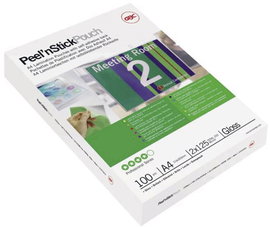 GBC HeatSeal fényes öntapadó lamináló fólia, 216x303 mm (A4), 2x125 mikron vastagságú, 100 ív/csomag