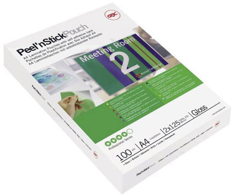 GBC HeatSeal fényes öntapadó lamináló fólia, 216x303 mm (A4), 2x125 mikron vastagságú, 100 ív/csomag