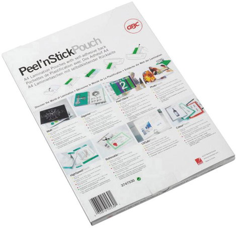 GBC HeatSeal fényes öntapadó lamináló fólia, 216x303 mm (A4), 2x125 mikron vastagságú, 100 ív/csomag 2. kép
