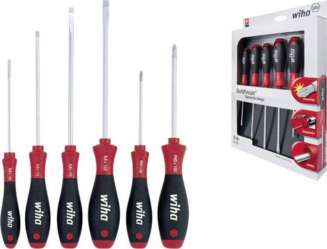 Króm-vanádium PZ csavarhúzókészlet 6 részes Wiha SoftFinish 07153
