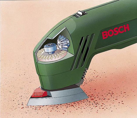 Háromszög csiszoló, 180 W, 18400 /min, 92 x 92 x 92 mm, Bosch PDA 180 2. kép