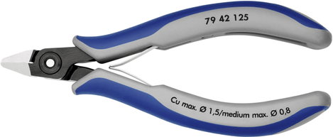 Precíziós elektronikai oldalcsípőfogó, hegyes fej, Knipex 79 42 125