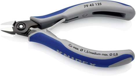 Precíziós elektronikai oldalcsípőfogó, hegyes fej, Knipex 79 42 125 2. kép